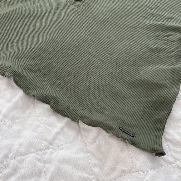 Hollister crop top hunter green mist have collection front lace up size large - Picture 5 of 7